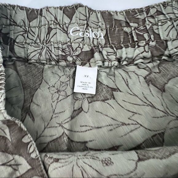 Caslon linen ruffle skirt drawstring XS leaf tiered hem Nordstrom knee length - Picture 2 of 6